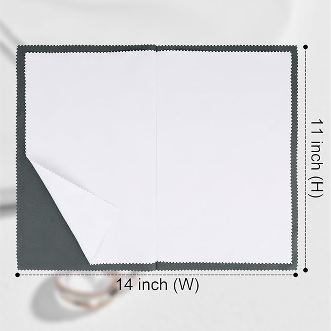 4 Pack X-Large 14''x11'' Silver Jewelry Polishing Cloths, Premium Silverware Cleaning Cloth for 925 Silver, Gold, Double Layer Polishing Puff Cloths Grey