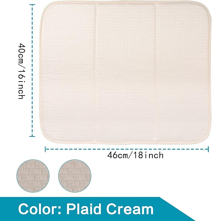 SINLAND Microfiber Dish Drying Mat Super Absorbent Dish Drying Pad for Kitchen Counter, Mat for Countertops or Sinks (16Inch X 18Inch, creamx2)