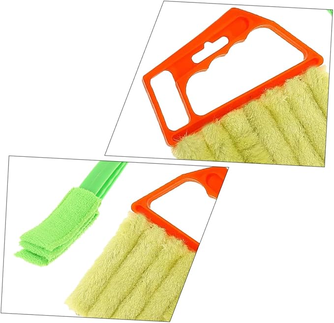 TOYANDONA 2pcs Blinds Cleaning Brush Set, 7-Finger and 3-Finger Window Shutter Brushes, Orange and Green, Multi-Surface Window and Air Conditioner Vent Cleaner for Home Use