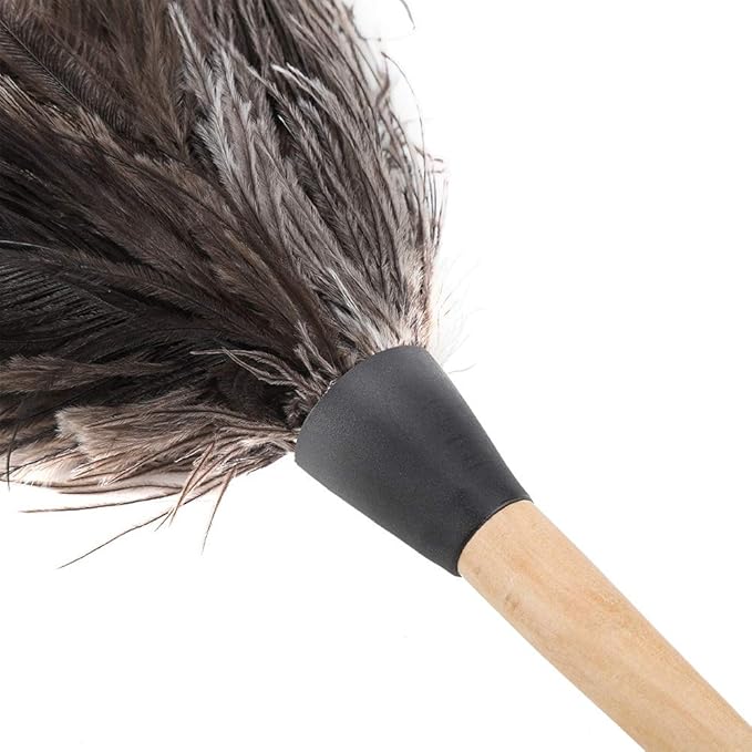 Duster, 22'' Super Soft Handmade Washable Non-electrostatic Duster Easy Efficient Dusting with Wooden Handle (Brown)