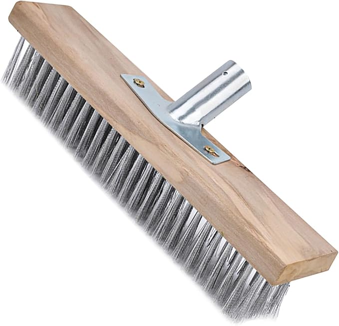 ZJchao Rough Stainless Steel Deck Scrubber Brush for Garages Concrete - Durable Heavy Duty Brush for Yards, Pools, Reservoirs - Fits All Surfaces