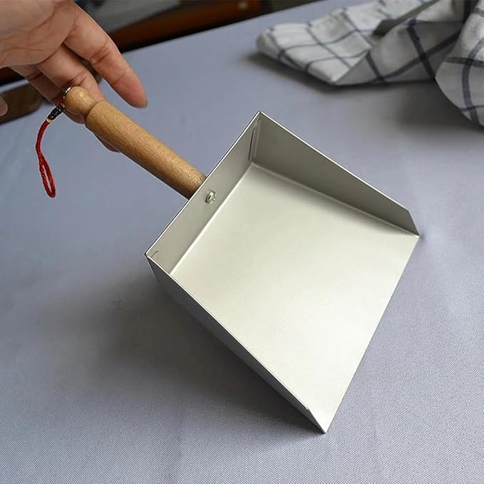 Compact Dust Pan - Mini Stainless Steel Handheld 8.5 in | Portable Short Handle Design for Quick Cleanups on Tables, Desks, Keyboards, Workshops & Small Spaces | Easy to Store & Use