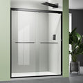 Glass Shower Door,50-54 x 72 inch Bathroom Sliding Door with 1/4'' Clear Tempered Glass,Double Sliding for Walk-in Semi-Frameless Black Shower Door Silent Glide Technology Reversible Door