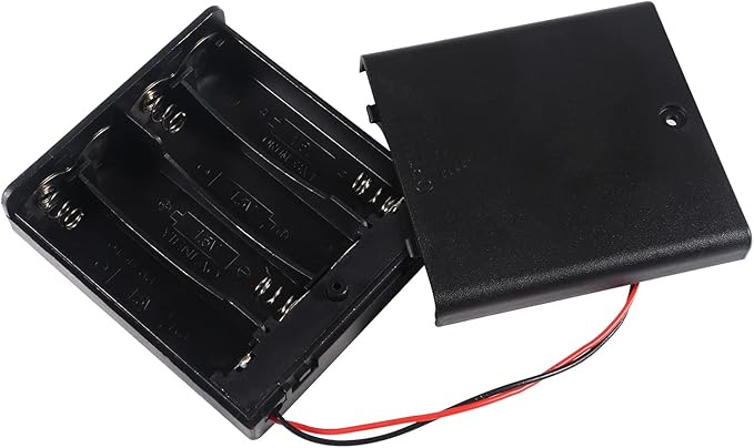 4Pcs 4 Slots 1.5V AA Battery Case Holder 4 x 1.5V AA Battery Spring Clip Storage Box with Wire and ON/Off Switch