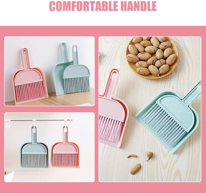 Cabilock Mini Desktop Broom and Dustpan Set for Kids Small Handheld Sweeper with Ergonomic Handle Portable Cleaning Tool for Desks Tables Pet Areas 7.87X5.70X1.18In