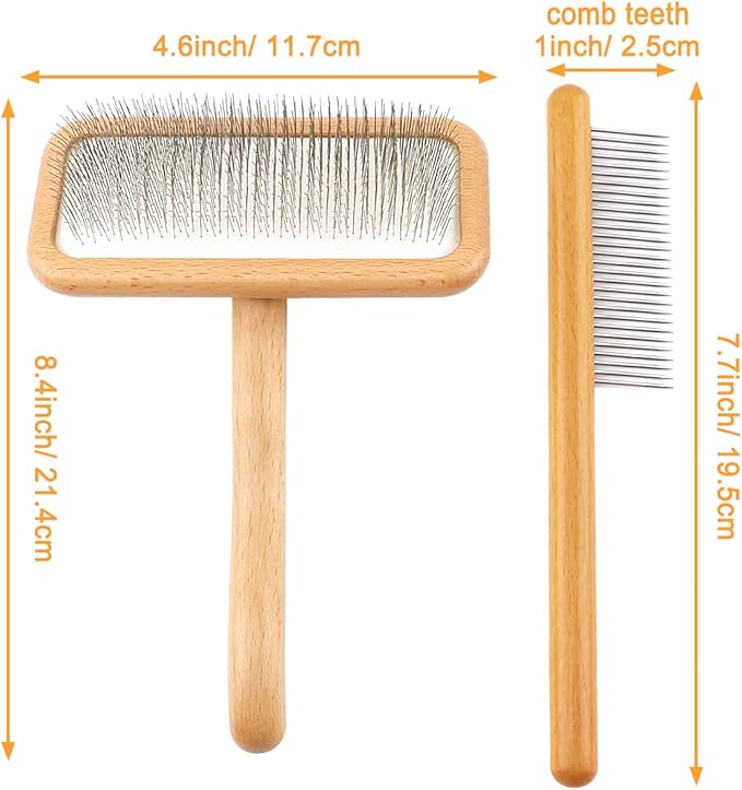 Carpet Rake Sheepskin Wool Brush and Sheepskin Brush Cleaner Comb, More Suitable for Pile Carpets/Rugs, for Carding Fur, Restore Carpets Softness and Texture (Wood, 2PCS(Big+ Small)