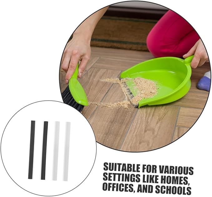GLEAVI 4pcs Rubber Dustpan Lip Replacement Strips Flexible Rectangle Edge Seal for Dustpan Repair Heavy Duty Accessory for Home Use and Garbage Collection