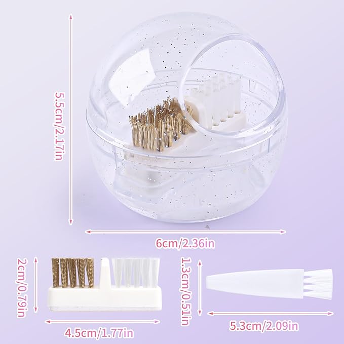 Nail Drill Bits Cleaner Brush Case Accessories, Nail Art Cleaner Tool Case with Steel & Nylon Wire Brush for Cleaning Tungsten Carbide Ceramic Nail Drill Bits Cuticle, White