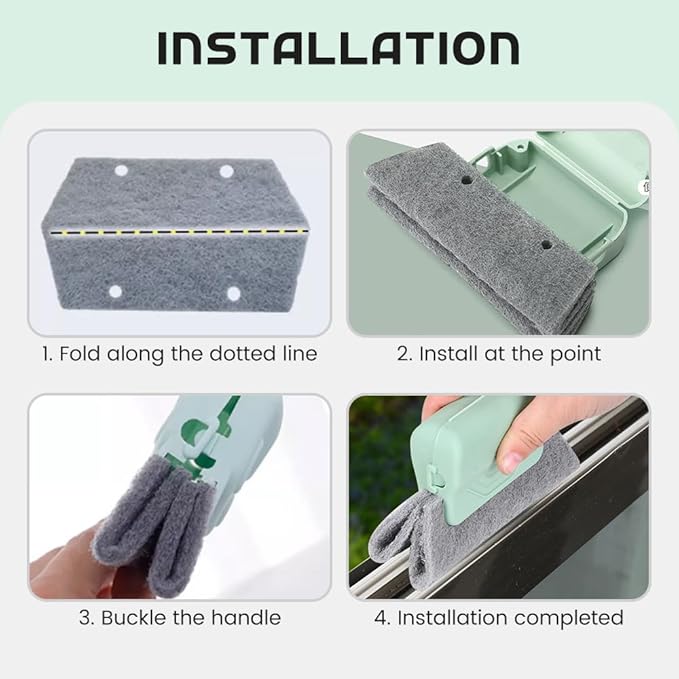 Magic Window Track Cleaner, 2025 New Magic Window Cleaning Brushes, Window Groove Cleaning Brush Tools Set, Hand-held Crevice Cleaning Brush for Window Slides and Gaps (Green)
