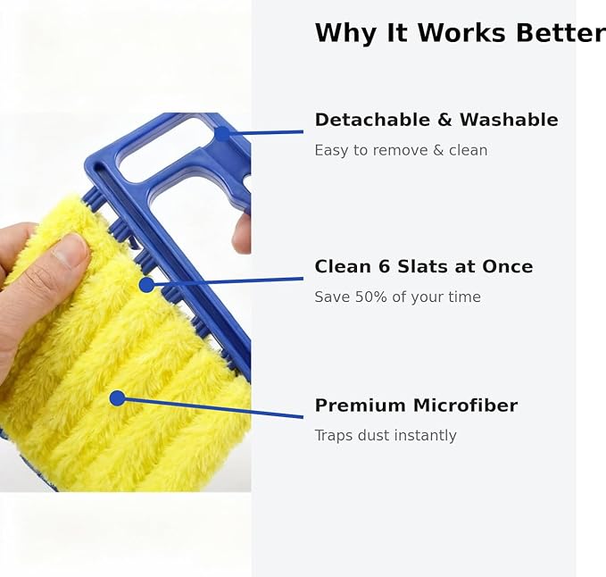 6 PCS 2026 New Blind Cleaner Tool Set, 7-Finger Dusting Cleaner and 3-Finger Washable Mini Handheld Brush, All-Purpose Dusting Tool for Wood Blinds, AC Vents, Fans Vents & Window Tracks