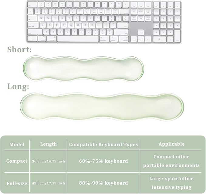 Ergonomic Gel Keyboard and Mouse Wrist Rest Set – 17.12inch Longer Wrist Rest for Full-Sized Computer Keyboard, Comfort & Support for Typing and Gaming (Green)