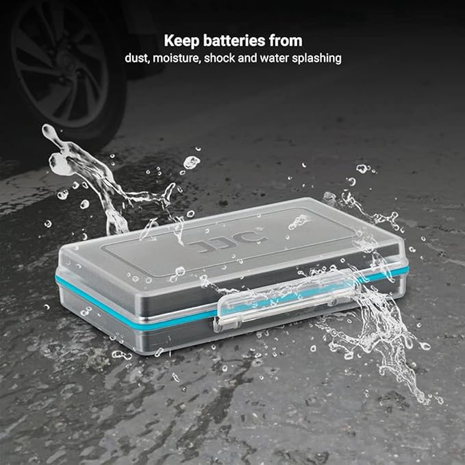 JJC AA Battery Storage Case Holder Organizer, Compact PC Battery Box for 8pcs AA or 14500 Batteries, Water-Resistant and Easy to Carry