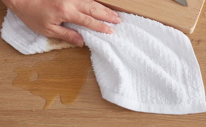 Textila Bar Mop Towels - 12x12 Inches - Pack of 10 - White - Cotton Dish Cloths & Cleaning Towels for Kitchen, Bar, Restaurant, Household Use – Absorbent, Durable, Reusable