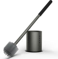 RV Toilet Brush and Holder Set- One-Piece Long Handle, Silicone Head, Magnetic Base- RV Bathroom Cleaning Kit, RV Essentials Accessories for Camper, Trailer, Motorhome