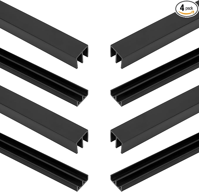 Fancat 4 Sets Plastic Sliding Door Track, 1/4" Thick Panels Glass Cabinet Sliding Door Track, PVC Durable Low Noise Window Track, 4 ft Long, Easy Installation