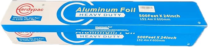 24 Inch Extra Wide Heavy Duty Aluminum Foil Roll, 23 Micron Thick,1000SQFT, 24 Inch Width x 500 Feet Length, Heavy Duty Aluminum Foil for Commercial, industrial, catering, baking, cooking grill, bbq