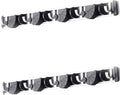 HUJI Wall Mount Broom Clamp Holder 4 Positions Grip Organizer & 5 Hooks Rack Home Kitchen Garage Mop tools Storage Organization System(2, 4 Position Grip Clamp Holder)