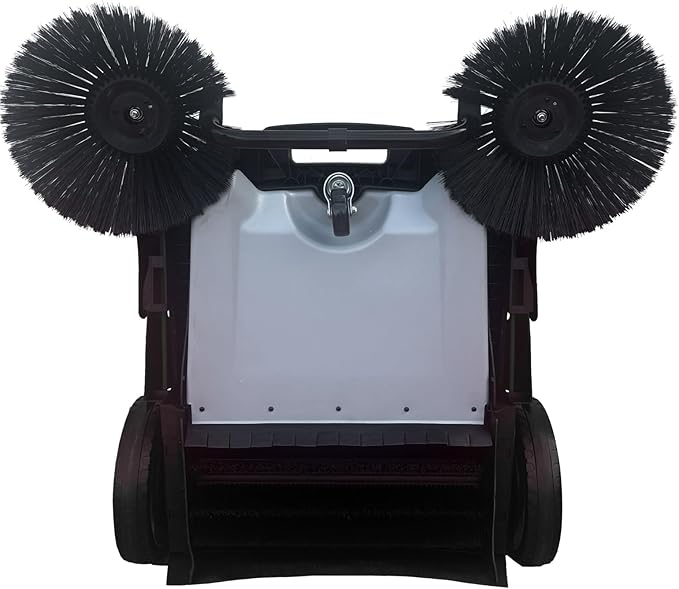 Walk-Behind Outdoor Hand Push Floor Sweeper - 10.5 Gallon Capacity - 36" Sweeping Width - Sweeps up to 39,500 ft/Hour, Grey