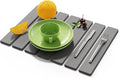Stone Dish Drying Mat for Kitchen Counter,15.5''x11.8'' Foldable Quick Dry Stone Kitchen Mat,Eco-Friendly,Absorbent Diatomaceous Earth Mats for Dishes Bottles Cups Bathroom Any Countertop-Dark Gray