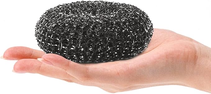 Heavy-Duty Stainless Steel Wool Barbecue Grill Cleaning Scrubber Pads, Replacement Steel Wool Brush Head for Grill Brush, 4 Pack
