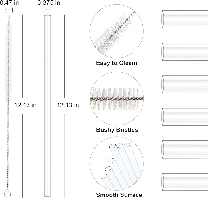 Aillwith 12 PCS Replacement Straws for Stanley Cup 40 oz 30 oz 64 oz Tumbler, Reusable Drinking Straws with Cleaning Brush for Stanley Cup Accessorie, BPA Free, Dishwasher Safe