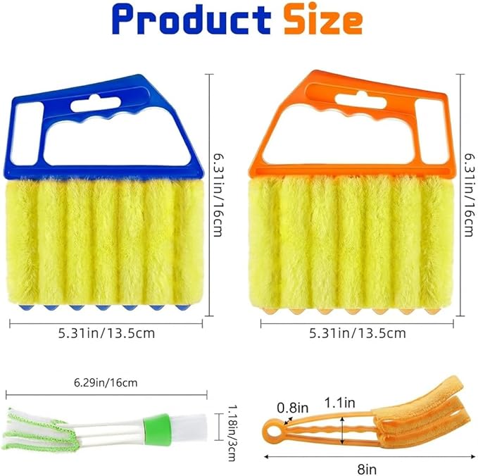 6 PCS 2026 New Blind Cleaner Tool Set, 7-Finger Dusting Cleaner and 3-Finger Washable Mini Handheld Brush, All-Purpose Dusting Tool for Wood Blinds, AC Vents, Fans Vents & Window Tracks