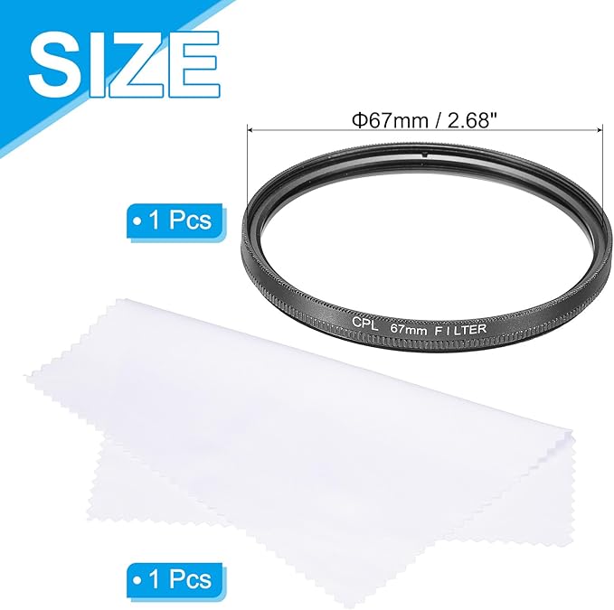 MECCANIXITY 67mm Circular Polarizer Filter, Double Sided Multi-Layer Coatings Polarizing Filter with Cleaning Cloth for Camera Lens