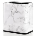 Coloch 2.4 Gallon/9L Rectangle Marble Print Metal Trash Can, Stainless Steel Bathroom Wastebasket Narrow Garbage Bin Invisi-Overlap Open Top Rubbish Bin for Bathroom, Kitchen, Home, Hotel