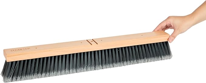 Restaurantware-BROOM HEAD ONLY: Clean Tek Professional 24-Inch Broom Head, 1 Heavy-Duty Push Cleaning Tool - Handle And Brace Sold Separately, Medium Plastic Bristles, Wooden, Commercial Use