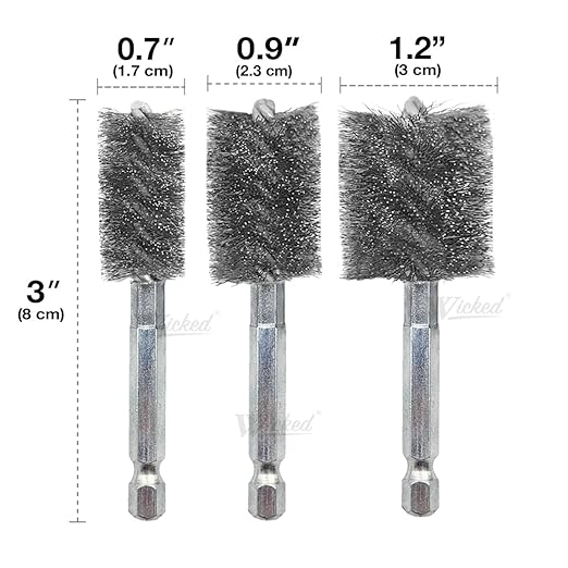 WICKED Professional ID Copper Tube Pipe Cleaner Replacement Brushes (1/2” & 3/4’’ & 1” (Multi-Pack))