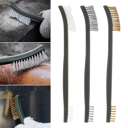 OriGlam Mini Wire Brush Set, Paint and Dirt Remover, Cleaning Welding Slag and Rust, Handy Steel / Nylon / Brass Brush Suitable for Cleaning Paint / Dirt (3)