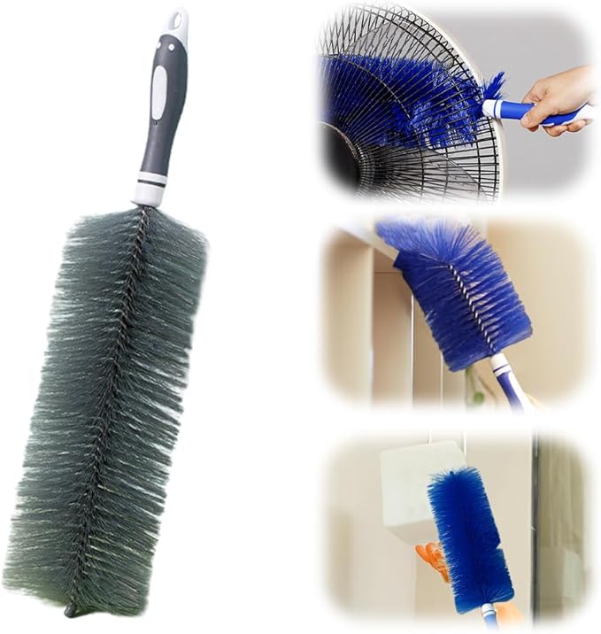 Fan Cleaner Brush, 2025 New Bendable Dusting Brush for Electric and Blind, Reusable Microfiber Dust Collector, Non-disassembly Cleaning (Grey)