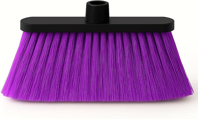 ALMA Deep Purple 14" Soft Flagged Broom Head – Indoor Sweep – Universal 7/8" Thread – Eco-Friendly Recycled PP (Purple, ALMA)