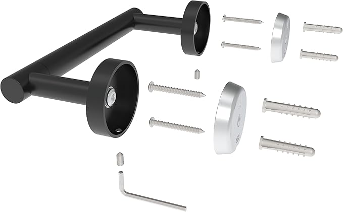 Matte Black Toilet Paper Holder SUS304 Stainless Steel Double Post Pivoting Toilet Paper Roll Holder Wall Mounted Toilet Tissue Holder for Commercial Bathroom RV