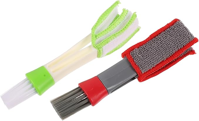 2pcs Car Air Vent Cleaning Brushes Double Head Interior Dusting Tools for Air Conditioner and Keyboard Soft Bristle Car Duster and Dashboard Maintenance