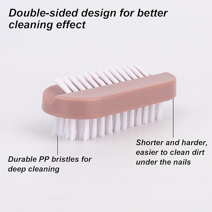 4 Pack Nail Brush for Cleaning Fingernails, Double-Sided Hand & Nail Scrubber with Soft and Stiff Bristles, Deep Clean Under Nails, Portable Nail Cleaning Tool for Home, Travel, Gardening
