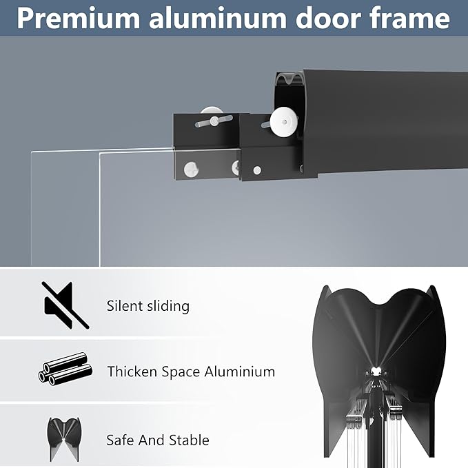 50-54x72 Inch Semi-Frameless Double Sliding Shower Door with Anti-Rust SGCC Steel Frame,1/4 Inch (6mm) Clear Tempered Glass for Walk-in Shower,Black