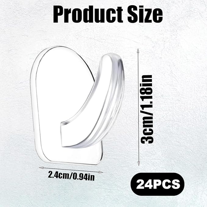 24 Pieces Small Seamless Clear Adhesive Wall Hooks for Hanging, Transparent Sticky Command Hooks for Bathroom Bedroom Kitchen