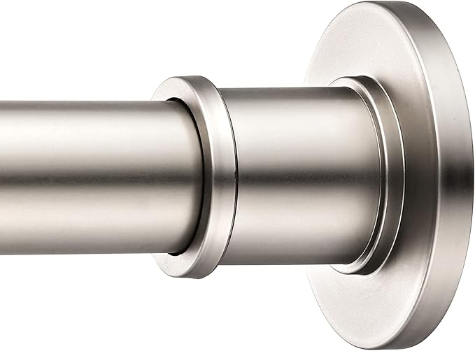 BRIOFOX Industrial Shower Curtain Rod - Spring Tension Shower Rod 43-72 Inch Tension Curtain Rod for Window or Bathroom, Satin Nickel
