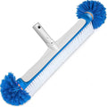 Professional Swimming Pool Brush Head, 17.5'' Aluminum Heavy Duty Pool Brushes for Cleaning Pool Walls, Tiles & Floors, Premium Nylon Bristles Brush with EZ Clips (Round Edge)