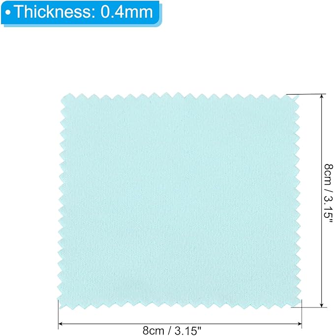 PATIKIL 3.15x3.15" Jewelry Cleaning Cloth, 100Pcs Individually Wrapped Double-Sided Microfiber Polishing Cloth for Silver Gold Brass Platinum Jewelry, Light Blue