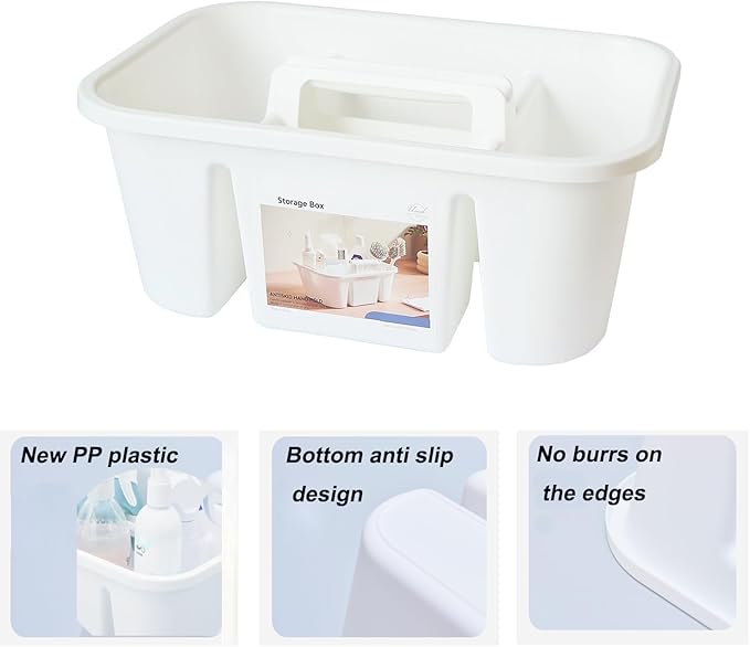 Portable Shower Caddy Basket with 4 Compartments Fits Small/Medium Bottles ≤2.36" Dia. Divided Cleaning Supplies Organizer Storage for Small Tools, Bathroom, Kitchen, College Dorm, Garden, Under Sink
