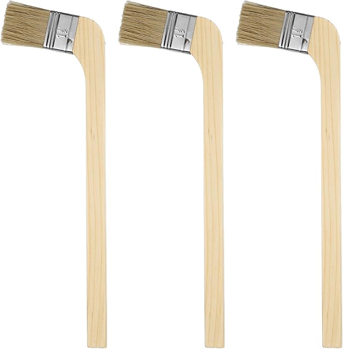 HARFINGTON Paint Brush 3Pcs 1.5" Brush Width Reusable Variety Angled Bend Brushes Radiator Paint for All Latex Oil Painting Furniture Walls Treatment, Brown