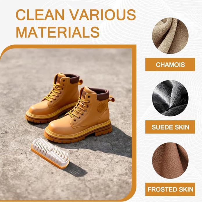 3PCS Suede Brush and Eraser Set,Soft Rubber Bristle Shoe Brush,Suede Shoes Cleaner with Microfiber Shoe Cloth,Suede Cleaning Kit with Soft Brush&Stain Eraser for Shoes, Bags, Jacket, Purse, Sofa