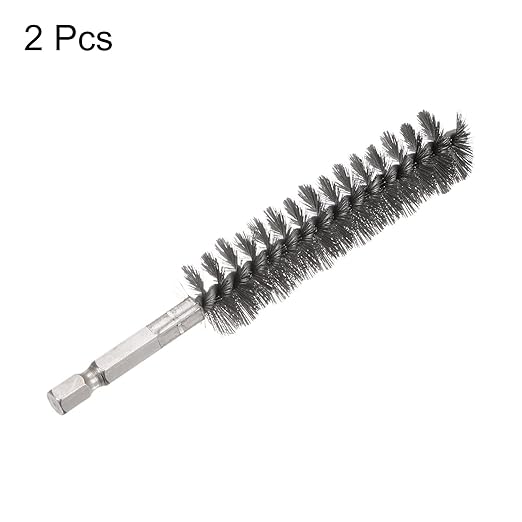 HARFINGTON 2pcs Stainless Steel Bore Brush 19mm Dia Cleaning Wire Brush with Handle 1/4 Inch Hex Shank for Tubes, Ports, Bearings
