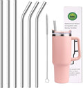 AIERSA Metal Straws for 40oz Tumbler Replacement,12 Inch Reusable Stainless Steel Straw Compatible Stanley Cup, 6pcs Large Straws with Cleaning Brush for Stanley Cup Accessories