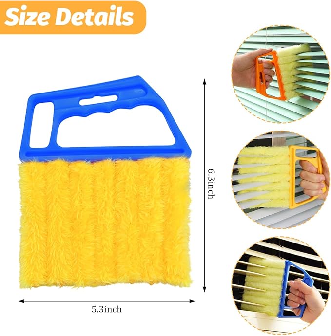 3PCS Blind Cleaner Duster Tool, 7 Fingers Microfiber Handheld Shutter Cleaning Brush for Car Air Conditioner, Detachable Auto Air Vent Dusting Cleaner, Universal for Most Vehicles (Yellow)