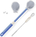 Extendable Bottle Brush with Straw Cleaner Brush, 10.8 to 14 Inches Adjustable Long Handle Water Bottle Scrubber for Cleaning Glasses, Cups, Coffee Mugs, tumblers with Replacement Head, Blue