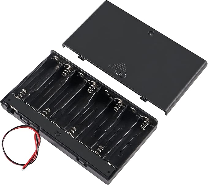 2Pcs 8 x AA Battery Holder Case Box 8 x 12V AA Battery Storage Box Battery Container Case with Cover ON/Off Switch and Wire