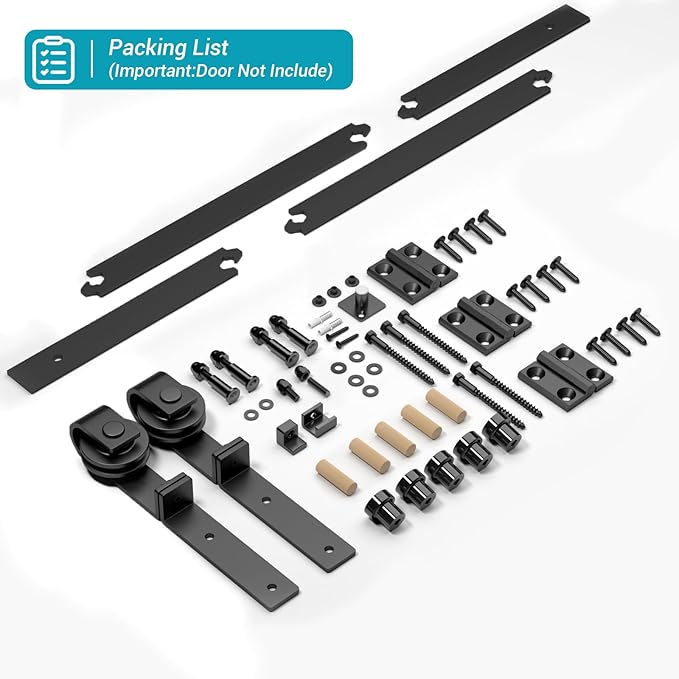 60" Bi-Folding Sliding Barn Door Hardware Track Kit,Smoothly&Quietly,Side Mounted Black Roller,Easy Install,Door Not Included [Fit Double 28" Bifold Doors]